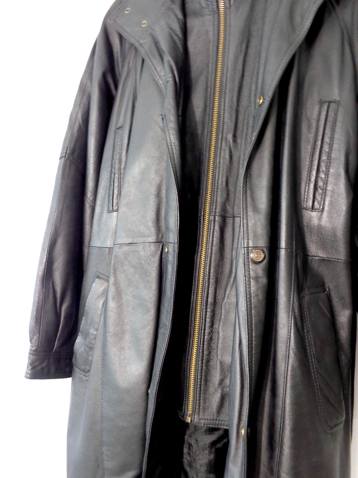 Charles Klein мужчин винтажный кожаный длинный Тренч w съемный внутренний жилет размер XL - Изображение 4 из 4