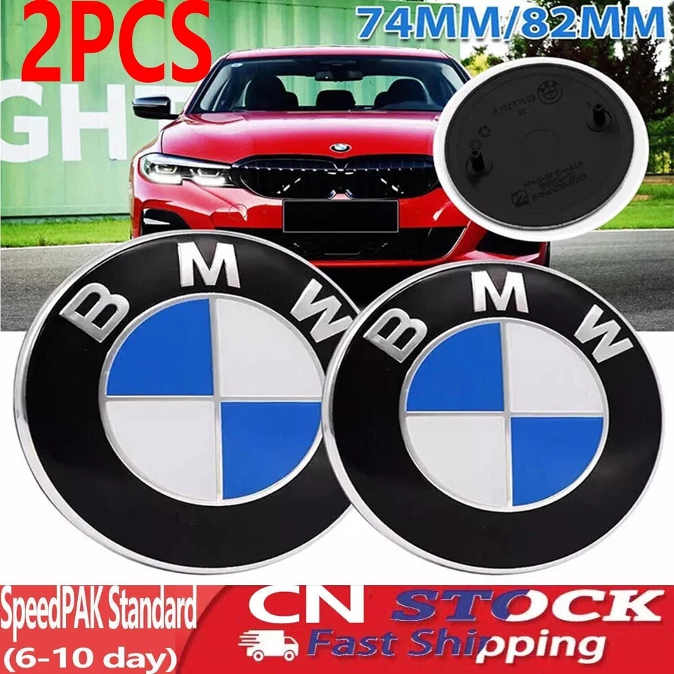 Front Hood Rear Trunk (82mm & 74mm) ORIGINAL BMW Badge Emblem 51148132375 new Foto 2 de 4
