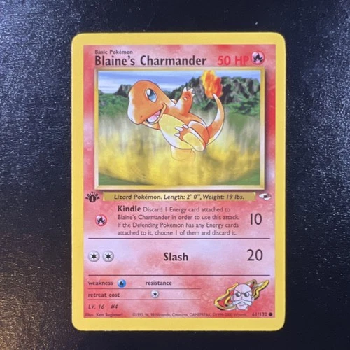 Pokémon Blaine's Charmander 61/132 Gym Heroes 1st Edition Common LP