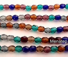 50 4mm Czech Glass Firepolish Beads: Winter Mix