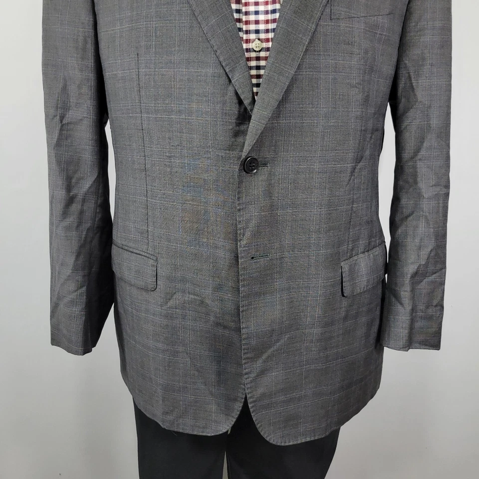 Abrigo deportivo Emporio Armani para hombre dos botones gris a cuadros Super 150s G LINE talla 48R Foto 3 de 4