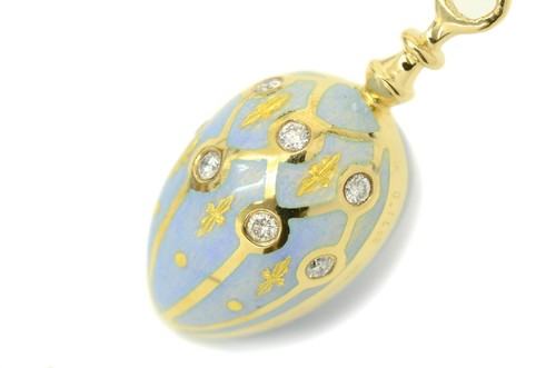Authentic Faberge 18K Gold Egg Charm Clip Pendant Limited Ed. Diamond Jewelry - Picture 3 of 16