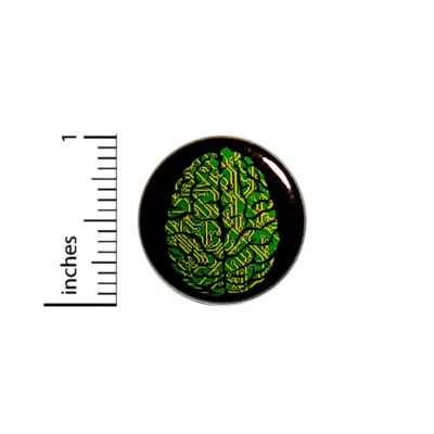 Computer Chip Brain Pin Button Jacket Backpack Nerdy Geeky Cool Pin 1 Inch 42-12