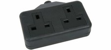 Rubber 2 Gang Trailing Sockets in Black - DIY Extension Lead