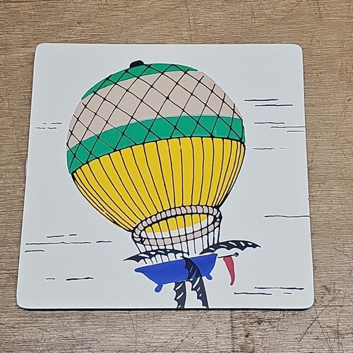 Set of 6 Hot Air Balloon Coasters Six Separate Art Tiles 4X4 Unknown Artist IOB - Picture 7 of 10
