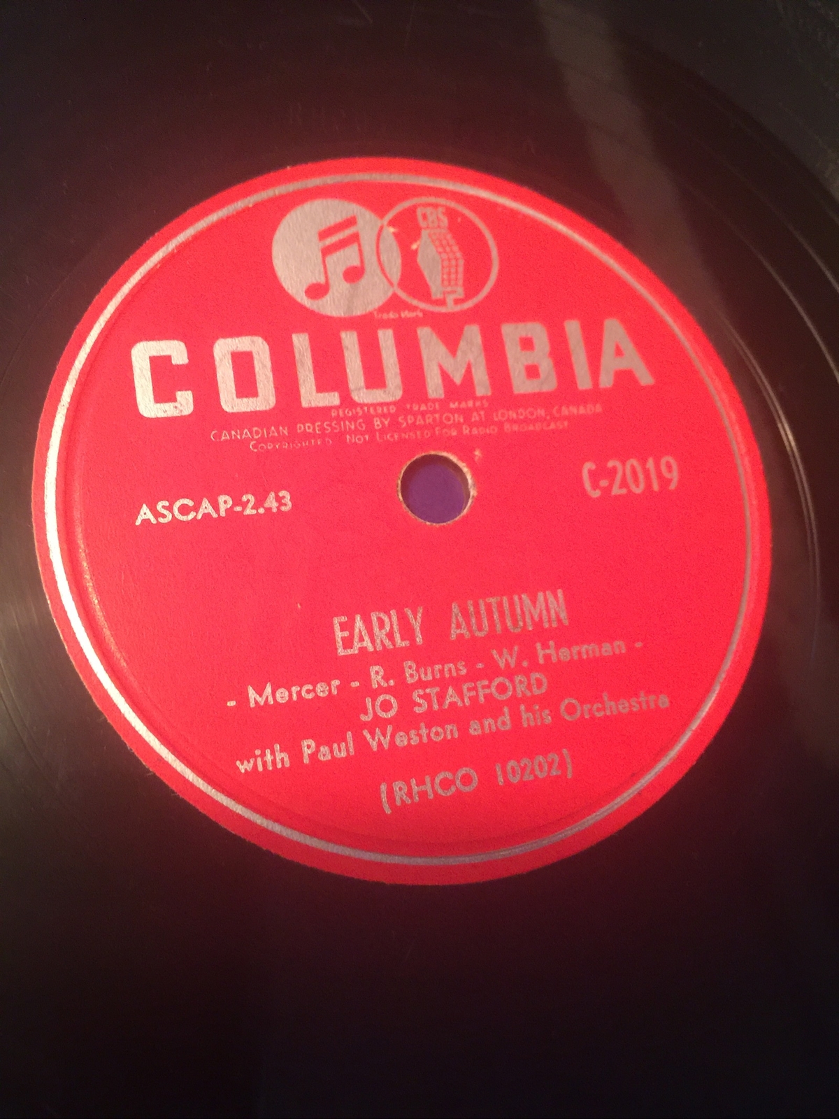 Jo Stafford With Paul Weston And His Orchestra Jambalaya/Early Autumn