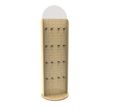 Returned! Wood Pegboard Spinner Rack Display for Retail Accessories with Hooks