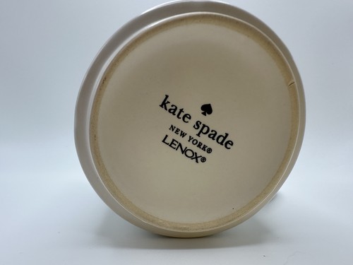 Kate Spade Lenox Blue White Mugs Sculpted Stripe Stoneware Set Nautical Coffee - Picture 9 of 9