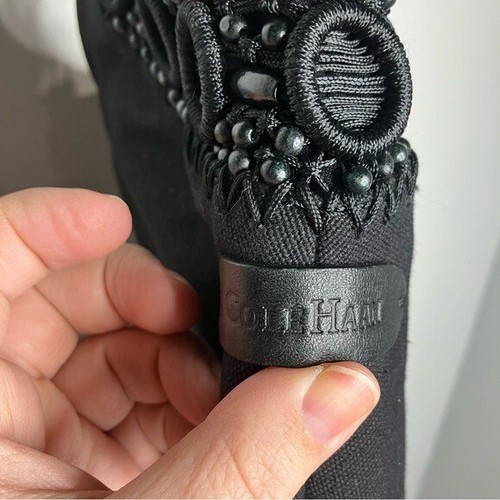 Cole Haan black beaded canvas hobo bag - Picture 3 of 9