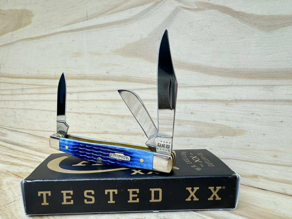 ¡Excelente estado! Cuchillo Plegable CASE Medium Stockman Corn Cob Azul Usado Foto 4 de 4