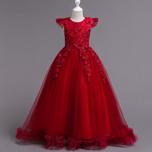 Elegant Flower Girls Wedding Bridesmaid Prom Gown Kids Princess Party Maxi Dress - Picture 55 of 133