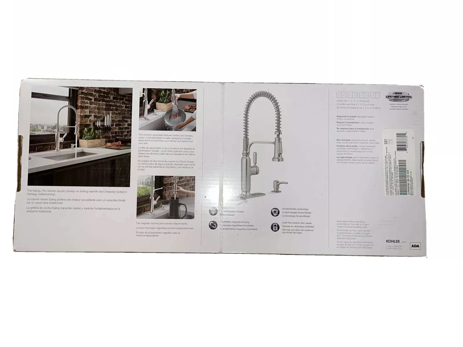 Kohler Ealing Pro Pull Down Kitchen Faucet R28702SDVS Stainless Steel