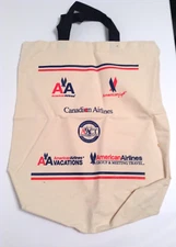 Vintage American Airlines Canvas Tote Bag Multi-Logos Off White @15"x15" EUC