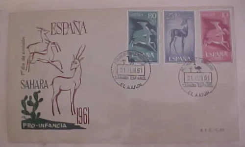 SPAIN  SAHARA FDC  1961 DEER  CACHET UNADDRESSED