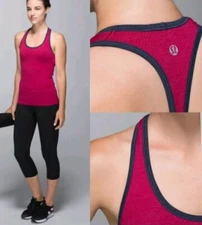 Lululemon Ebb & Flow Racerback Tank Heathered Bumble Berry Top! Size 6