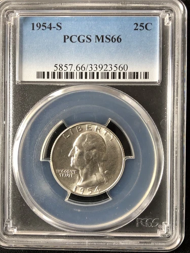 1954-S 25C Washington Quarter Dollar PCGS MS66     33923560