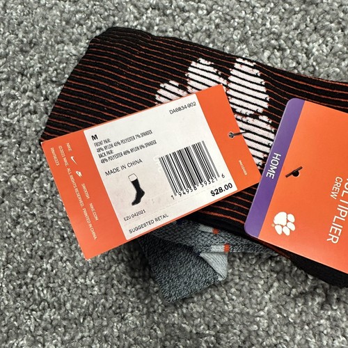 Nike NCAA Clemson Tigers Multiplier Crew Mens Socks 2-Pairs Size M DA6834-902 - Picture 12 of 13