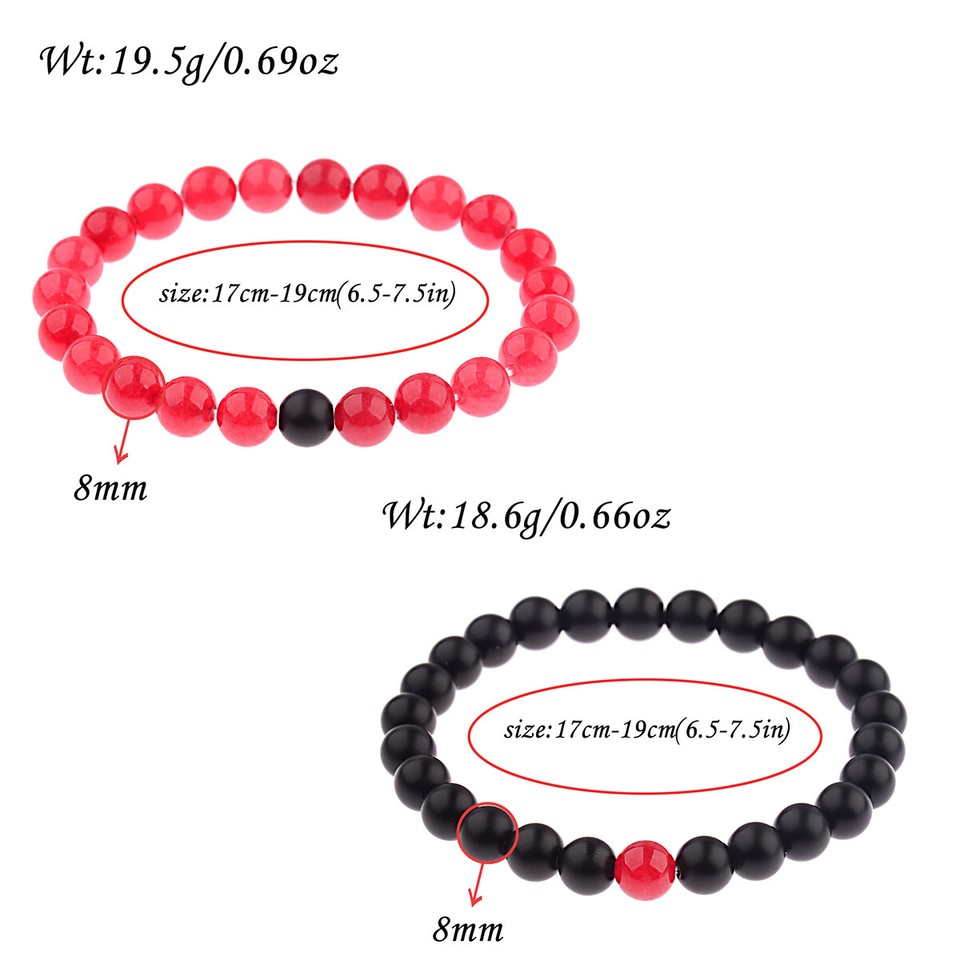 His And Hers Bracelets For Couples His & Hers - Red Black Lava Bead Yin Yang Couple Distance Set 1025607 - Foto 10