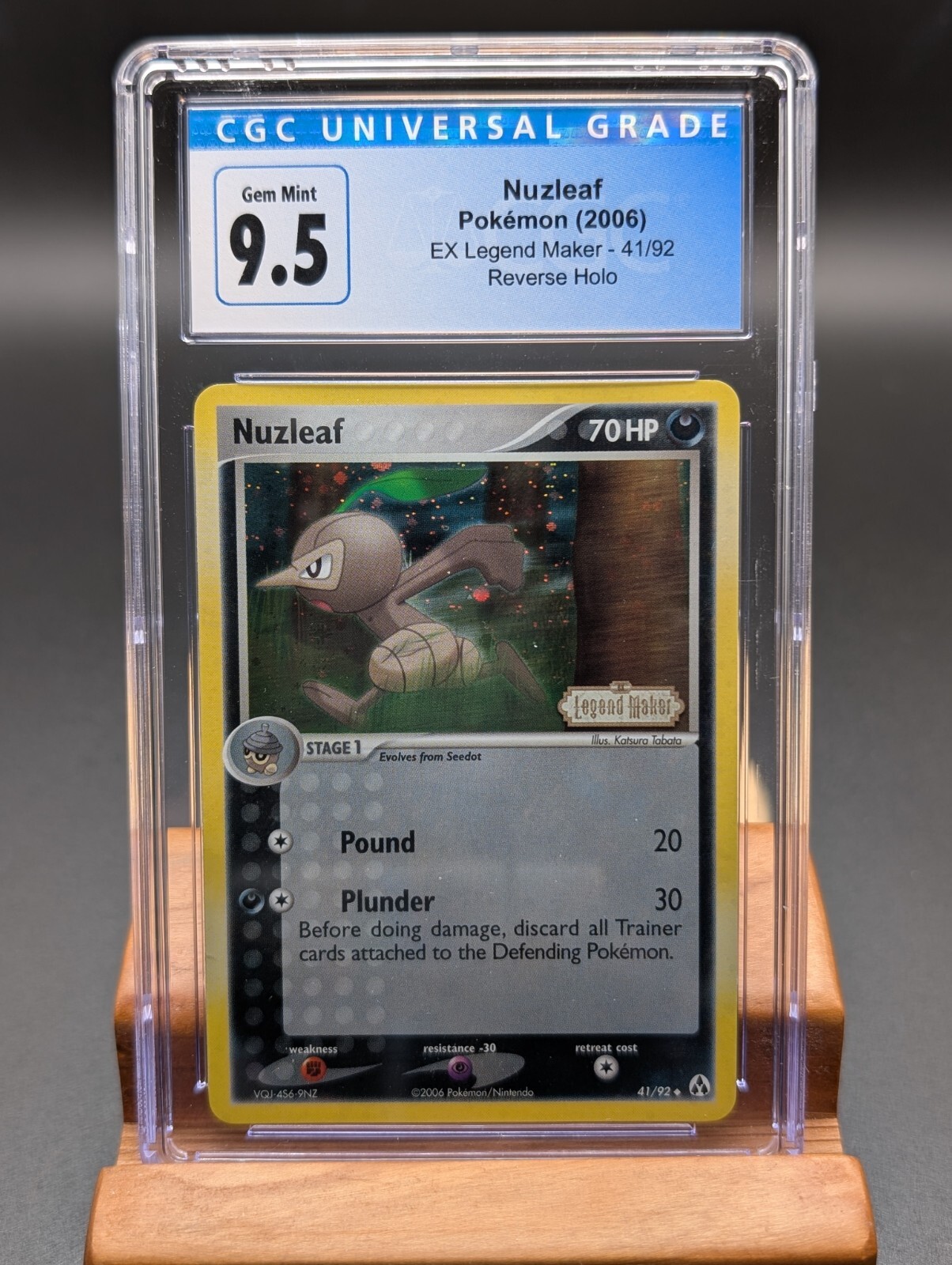 2006 Pokemon EX Legend Maker Nuzleaf Reverse Holo #41 CGC Gem Mint 9.5/10