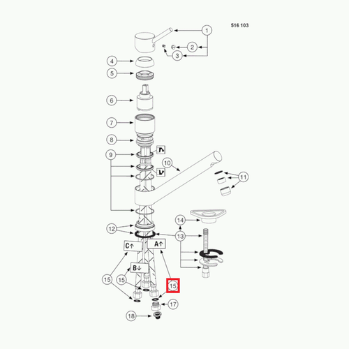 BLANCO Flexschlauch mit integrierter Dichtung 50 cm Metall 120961 für Wasserhahn - Bild 2 von 3