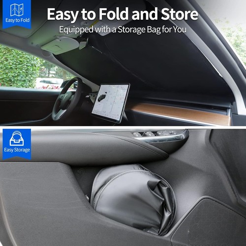 Model 3/Y Windshield Sunshade: UV Fabric, Metal Frame, Foldable, 2016-2025 - Picture 5 of 6