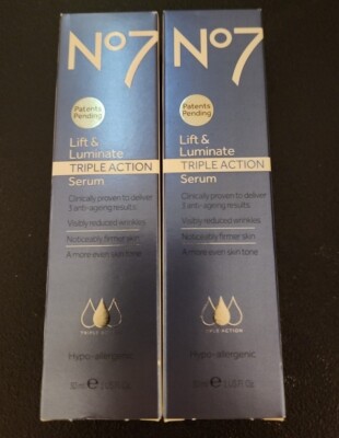 New-2 Boxes-No7 Lift & Luminate Triple Action Serum 1 Oz.
