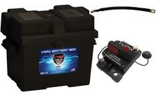 Battery Box Kit: Group 24 Battery Box 9" Cable  60A Waterproof Circuit Breaker