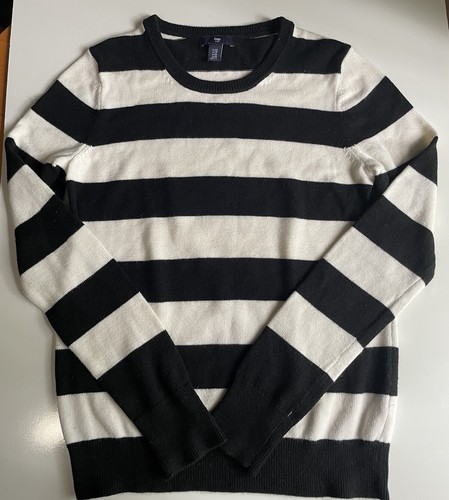 Damen GAP Pullover mit Rundhalsausschnitt gestreift -- Größe XS - schwarz/weiß weich - Bild 6 von 9