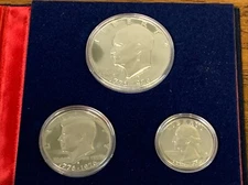1976 US Mint Bicentennial Silver Proof Set Three Coins OGP 40% San Francisco
