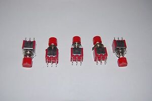 4pcs Red 6 Pin DPDT ON/ON Momentary Push Button Switch AC 125V 5A 250V 2A