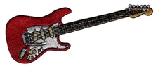 ELECTRIC GUITAR IRON-ON PATCH embroidered ROCK ROLL MUSIC INSTRUMENT APPLIQUE #1