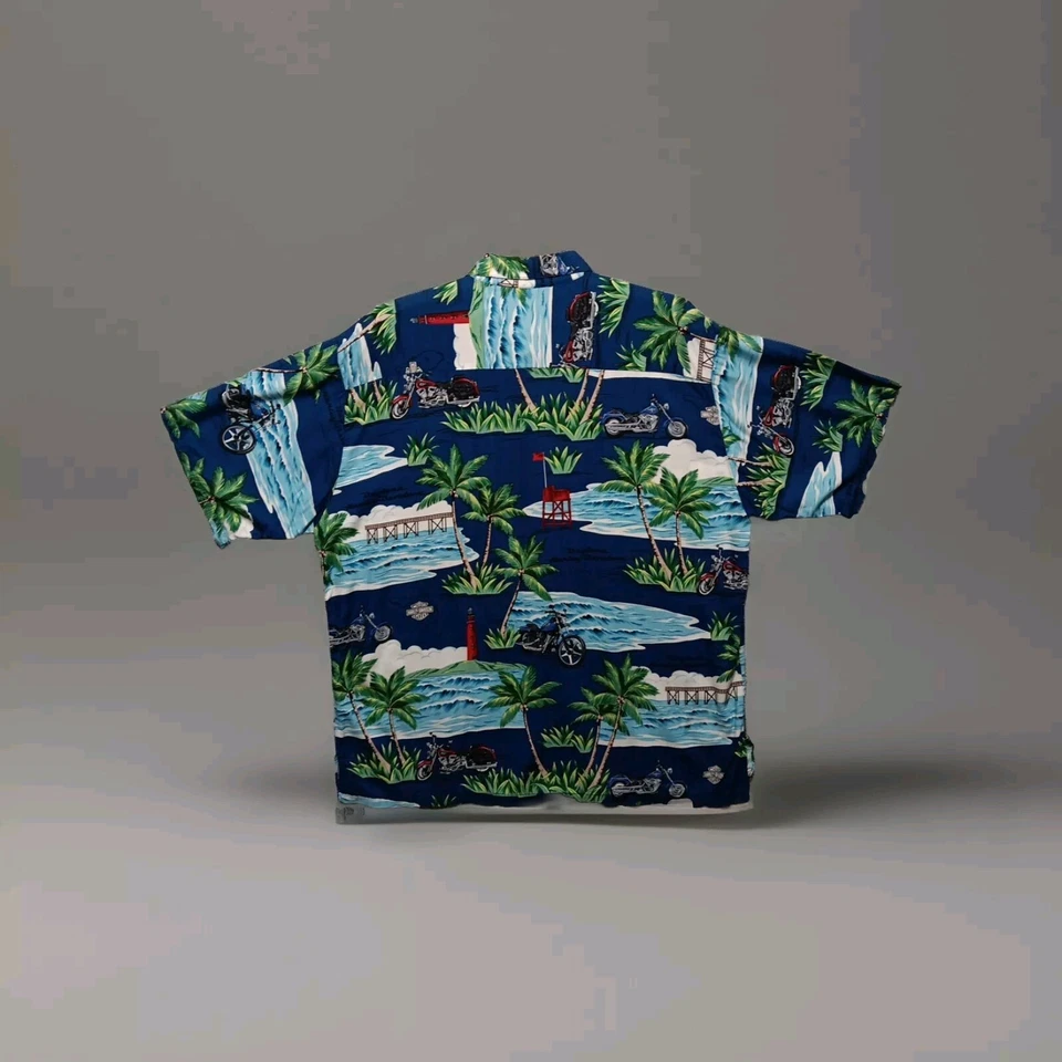 Camisa Harley Davidson Tori Richard Hawaiana Para Hombre 2XL Tropical Palms Hecha en EE. UU. Foto 2 de 4