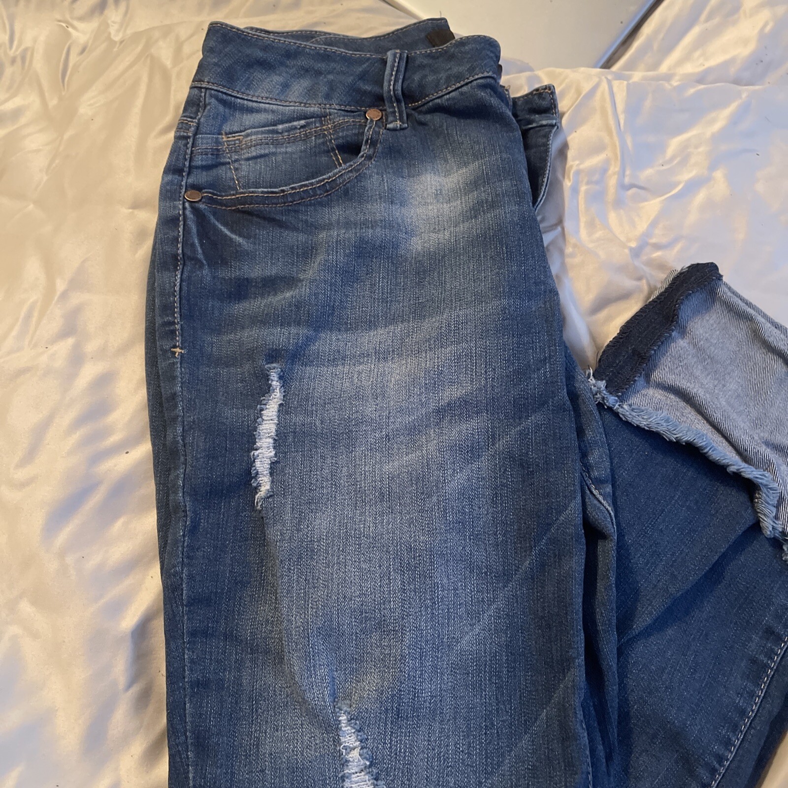 1822 Denim Taylor Crop Cuffed Raw Edge Skinny Jeans Womens Size