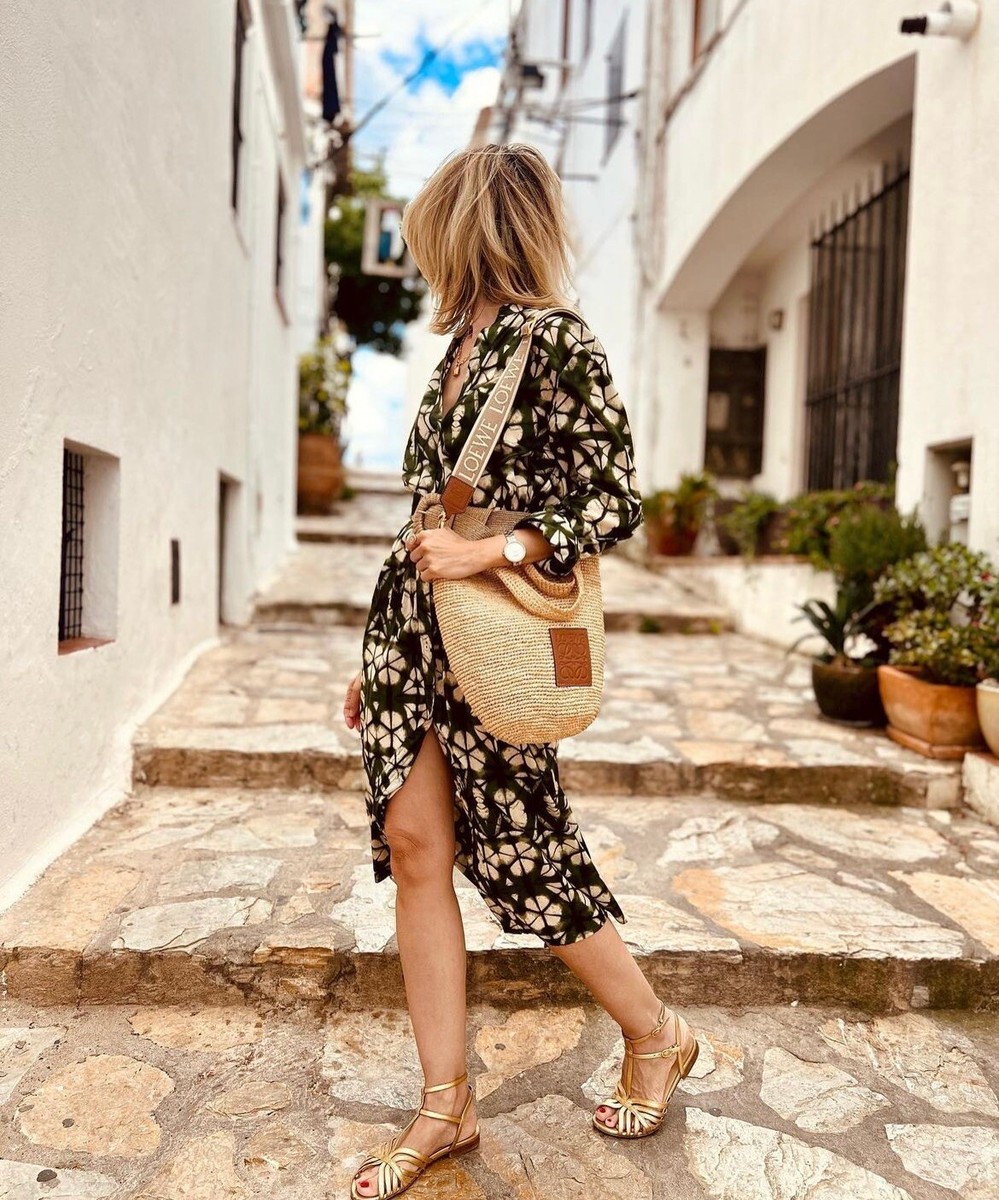 ZARA XS, XL, WOMAN SS23 PRINTED TUNIC DRESS GREEN / ECRU ZARA XS, XL, WOMAN SS23 PRINTED TUNIC DRESS GREEN / ECRU