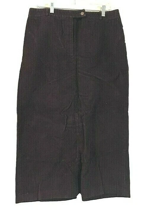 Christie & Jill Womens Corduroy Pencil Skirt Purple Back Slit 100% Cotton 14 New