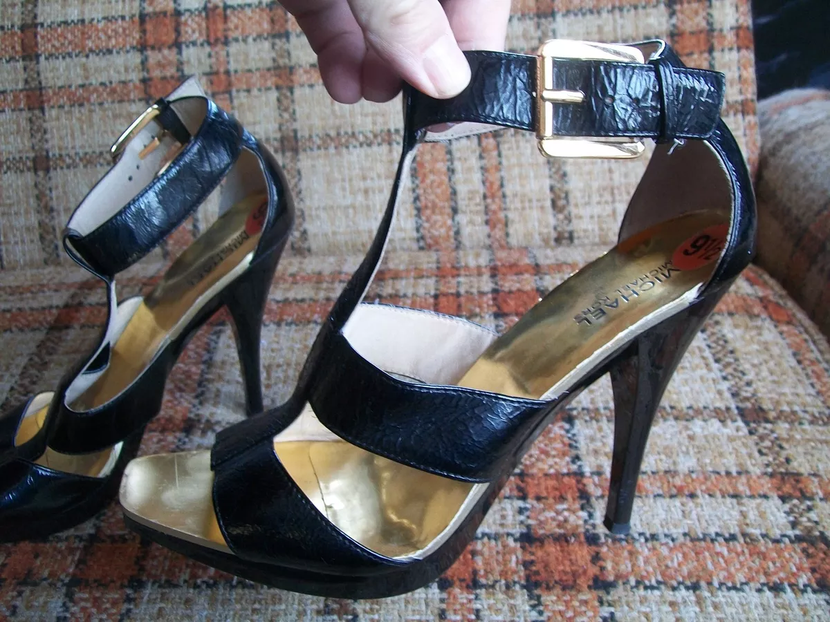 Michael Kors Womens 9.5 Black Ankle Strap Heels 4.75