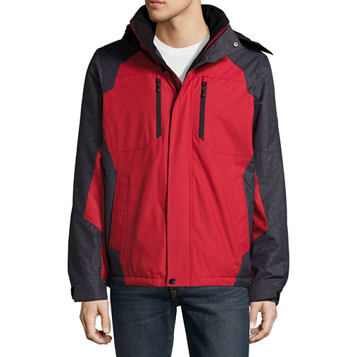 ZeroXposur Mens Ski Jacket Red Gray Zipper Lining Removable Hood Size