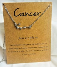 20' Silver Astrology Constellation Horoscope Necklace with CZ Stones - Cancer