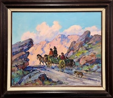 Marjorie Reed -Mexican Carreta Crossing the Old West -Oil painting