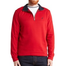Nautica Final Sale 90 NWT Men's 1/2 Zip Fleece Pullover Sweatshirt Logo Red