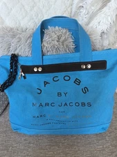Marc Jacobs sky Blue Canvas Tote Bag with Chain Detail