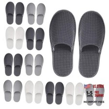 12 Pair House Slipper for Guest Non Slip Disposable Large White,gray,black