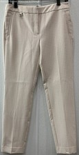 NWT Adrianna Papell Women's Beige White Geometric Print Dress Pant Size 4
