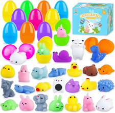 24 Pack Prefilled Easter Eggs with Squishy Animals Toys inside for Kids, Easter