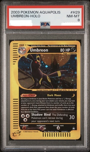 2003 Pokemon Aquapolis Umbreon H29 Holo PSA 8 NM-MT WOTC E-Reader Vintage