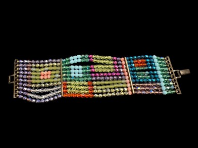 Beaded Multi Strand Colorful Pattern Bracelet Boho Rhinestone E7