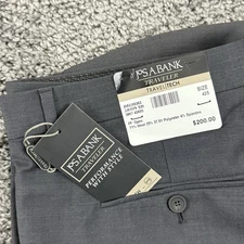 Jos A Bank Travel Tech Slim Fit Dress Pants 42 Unhemmed Wool Blend Stretch $200