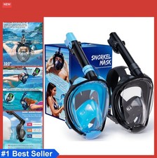Full Face Snorkel Mask Adult 180 Degree Panoramic View Anti Fog Anti Leak Dry