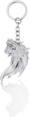 Car 3D Nameplate Keychain with Head Decorations Badge Emblem, Silver Key Ring fo