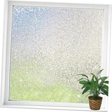 Window Privacy Film, Frosted Stained Glass Window Film, Static 17.5" x 78.7"